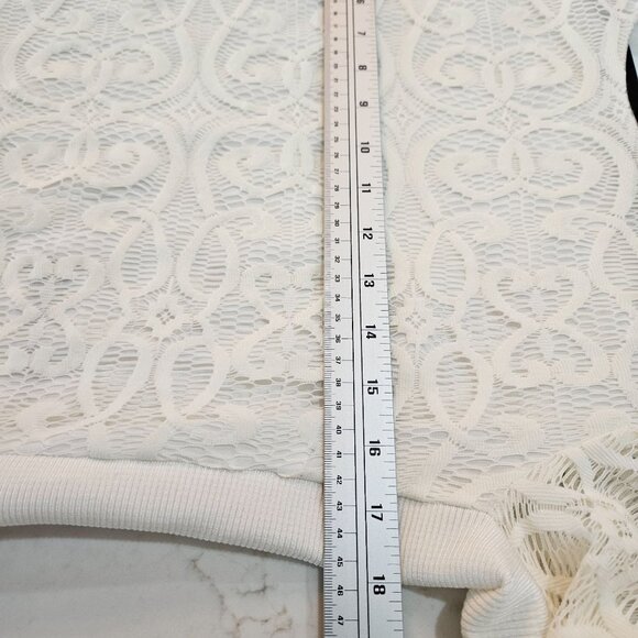 Maje Lace Top Luna Long Sleeve Size 3 Medium Ecru Lace Feminine Designer - Picture 9 of 13